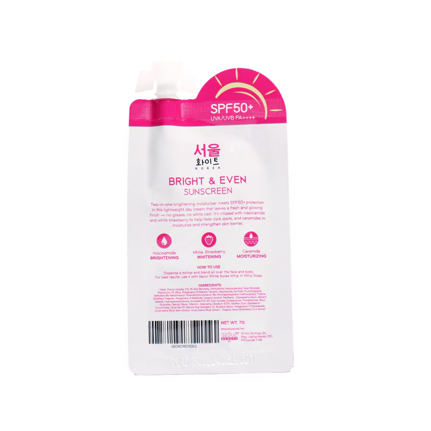 Seoul White Korea Bright and Even Sunscreen SP50+ PA++++ Sachet 7ml
