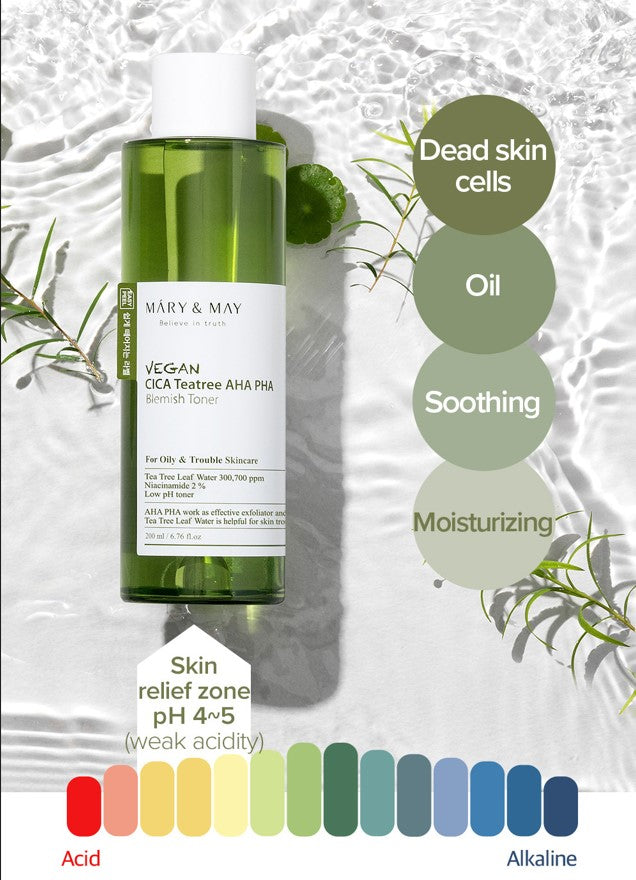 Vegan CICA Tea Tree AHA PHA Toner 200ml