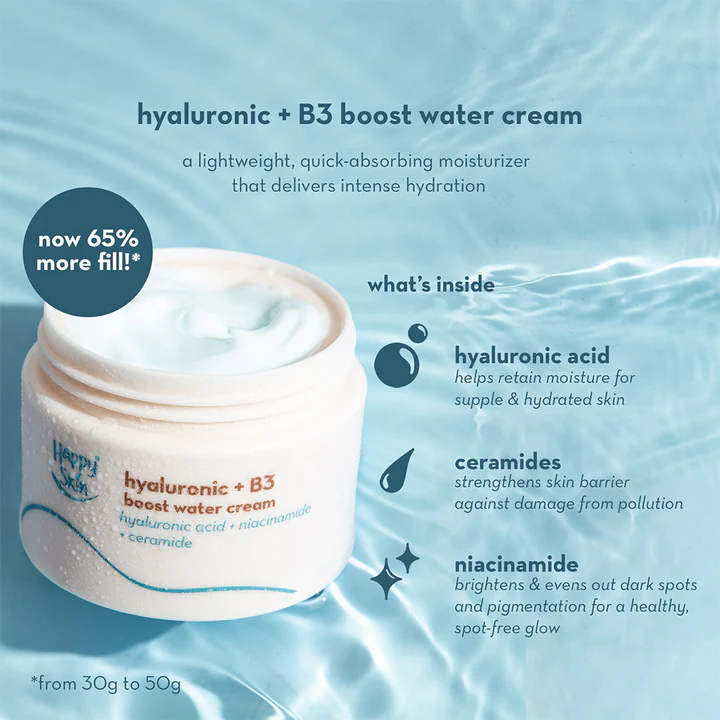 Happy Skin Hyaluronic + B3 Boost Water Cream [Anti-Acne, Brightening]